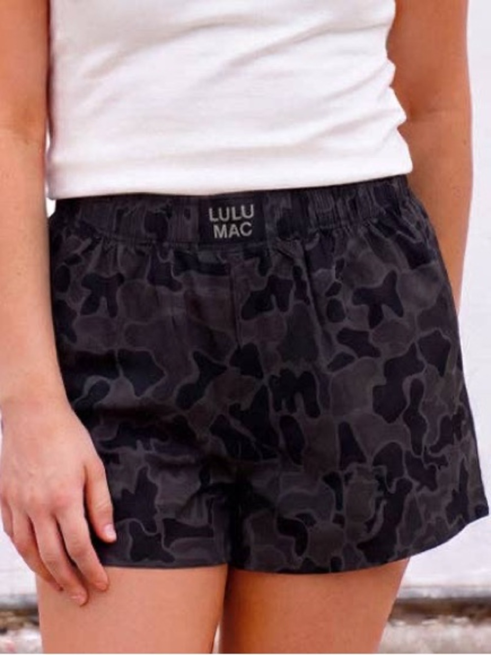 LULU MAC BLACK  CAMO BOXER SHORTS
